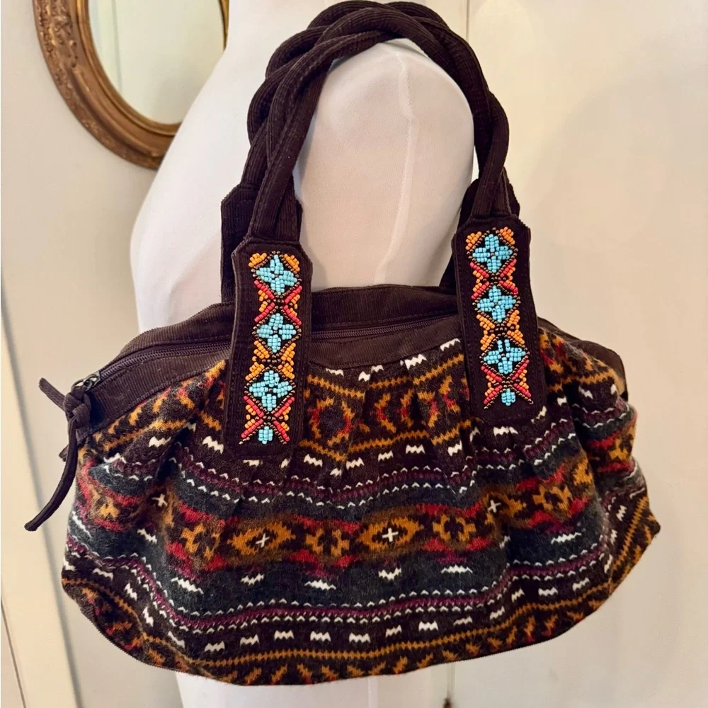 Nadara Retro Aztec Beaded Handbag vintage Fall Winter purse
